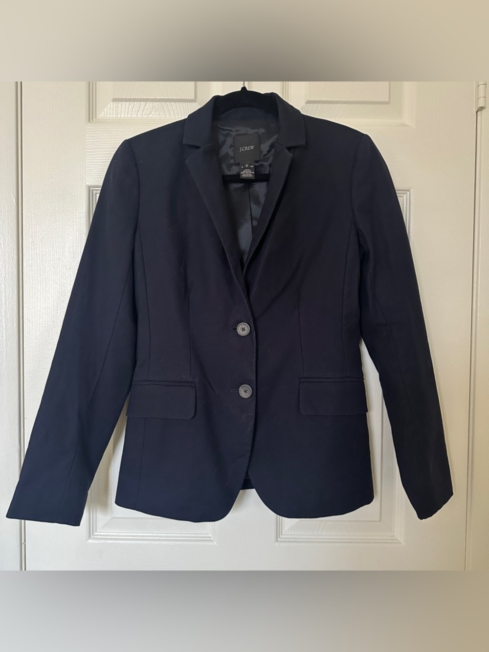 J. Crew Dark Blue 100% Cotton Single Button Collared Women’s Blazer Size 0 Work
